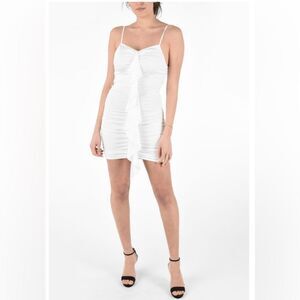 ALEXANDRE VAUTHIER DRAPED SLIM FIT MINI DRESS WHITE STRETCH SLEEVELESS SZ M